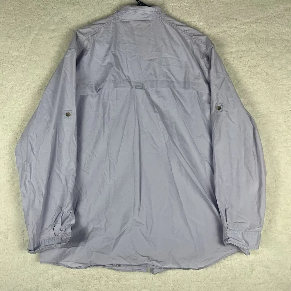 LL Bean Mens Lilac Solid Pocket Fishing Long Sleeve Button Up Shirt Size XL Vent